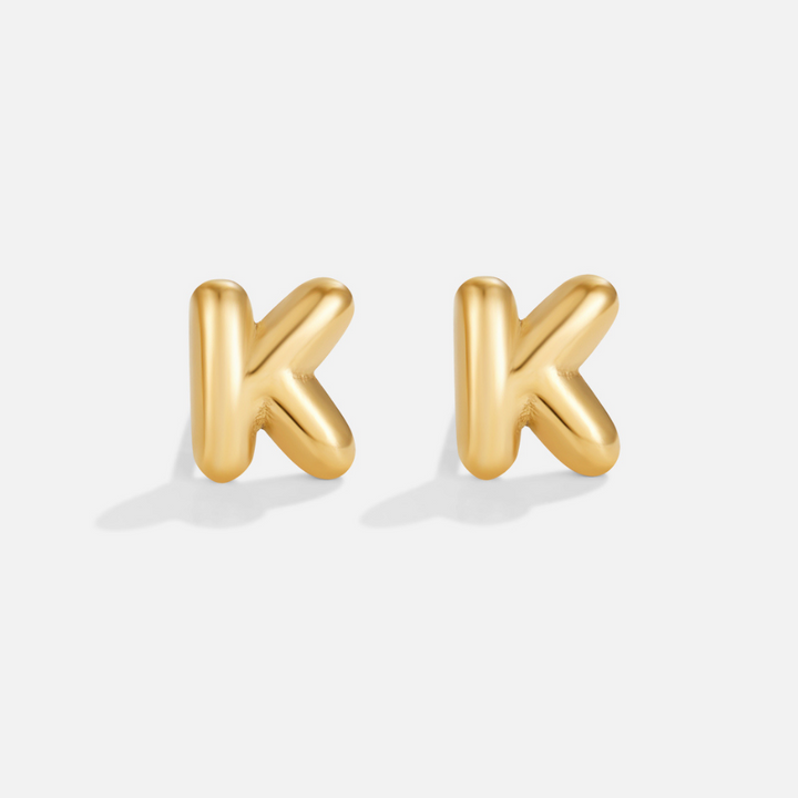 Gold Bubble Letter Earrings