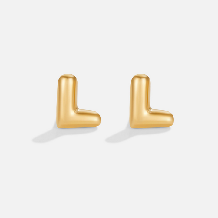 Gold Bubble Letter Earrings