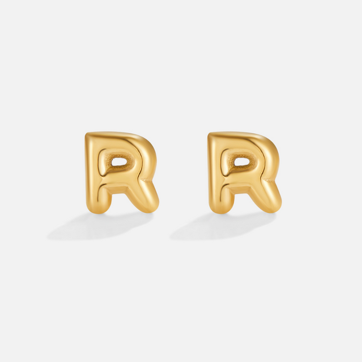 Gold Bubble Letter Earrings