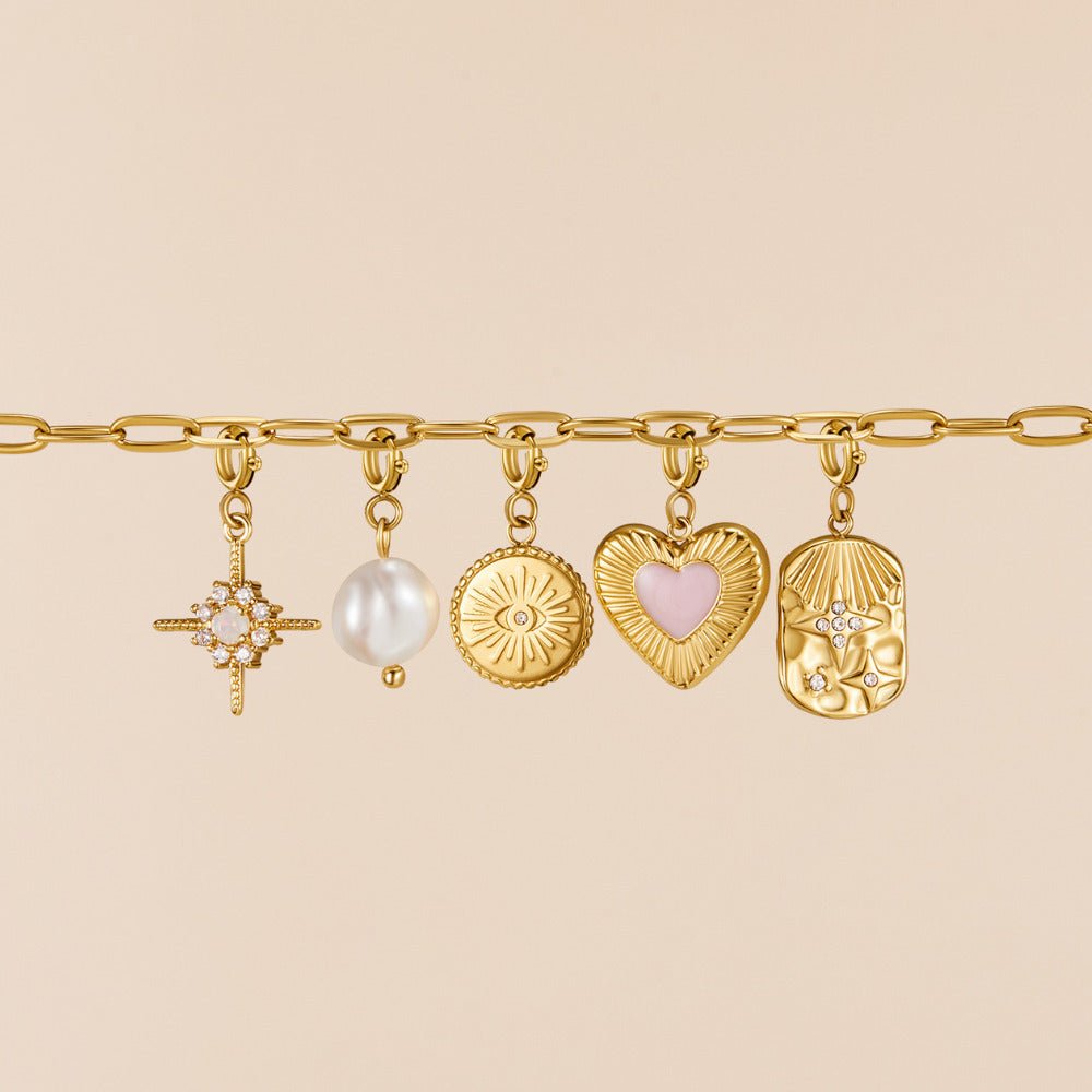 18K Gold Paperclip Charm Bracelet