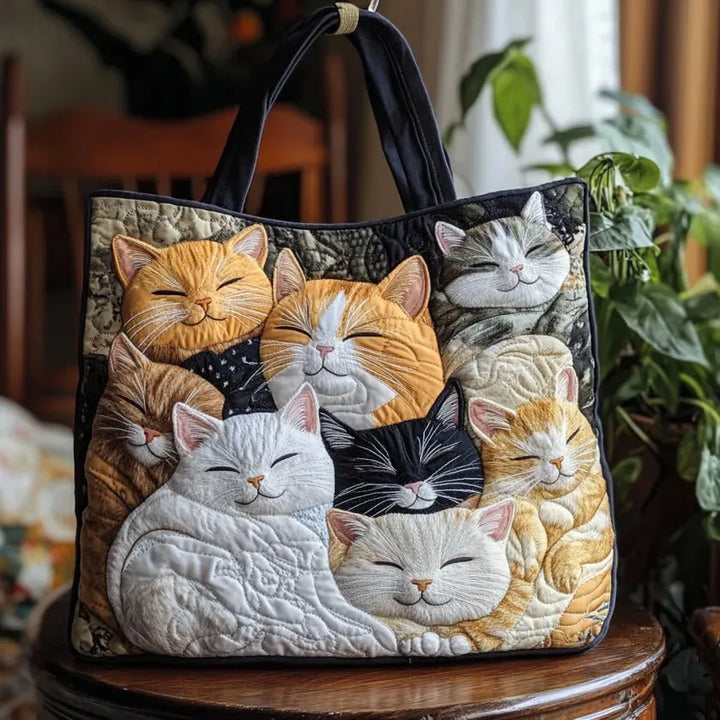 Bolso Artesanal Acolchado — Gatitos Dormidos