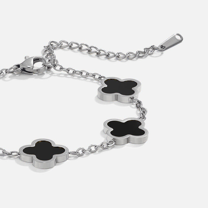 Silver Black Clover Bracelet