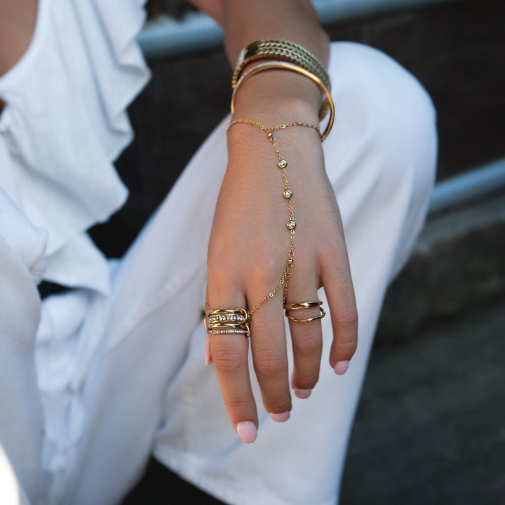 'Forever' Link Crystal & Gold Ring
