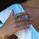 Gold Crystal Clover Band Ring 6