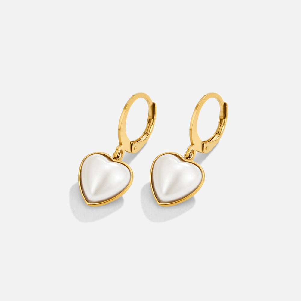 'Pure Heart' Pearl Hoop Earrings