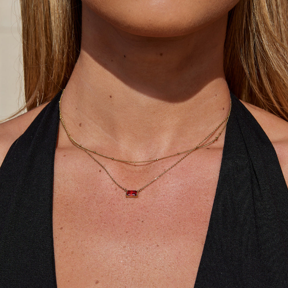 Ruby Baguette Necklace