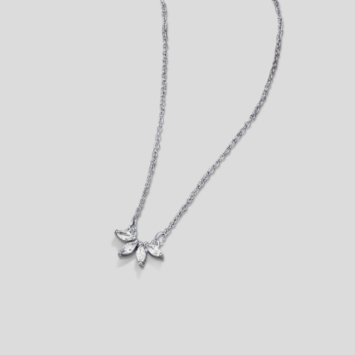 Silver Tiffany Crystal Leaf Pendant Necklace