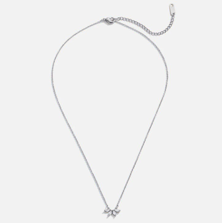 Silver Tiffany Crystal Leaf Pendant Necklace