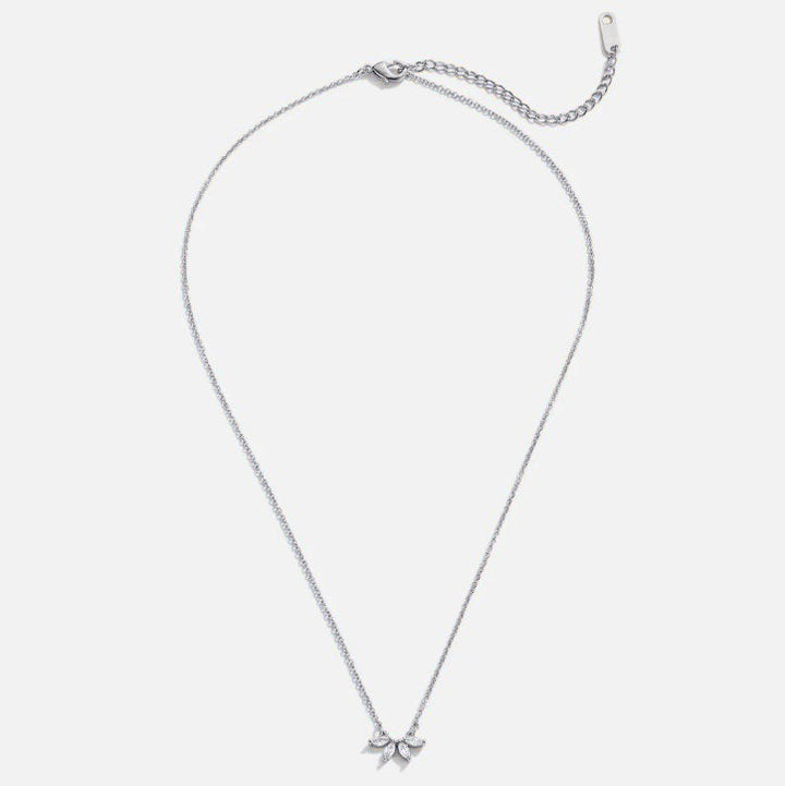 Silver Tiffany Crystal Leaf Pendant Necklace