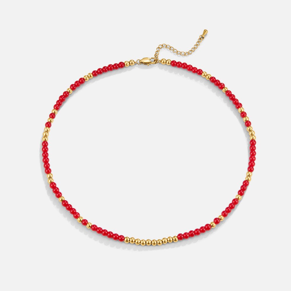 Alea Red Coral Bead Necklace