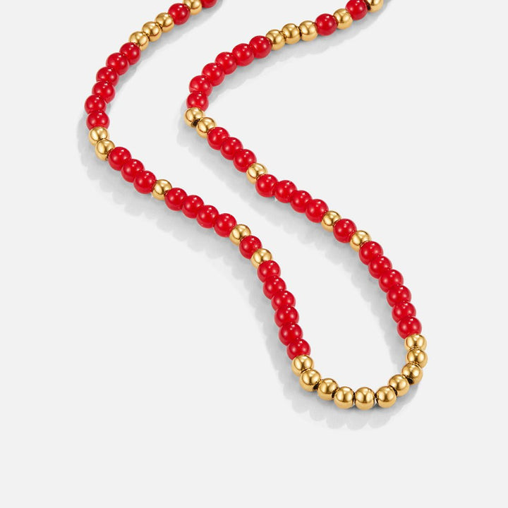Alea Red Coral Bead Necklace