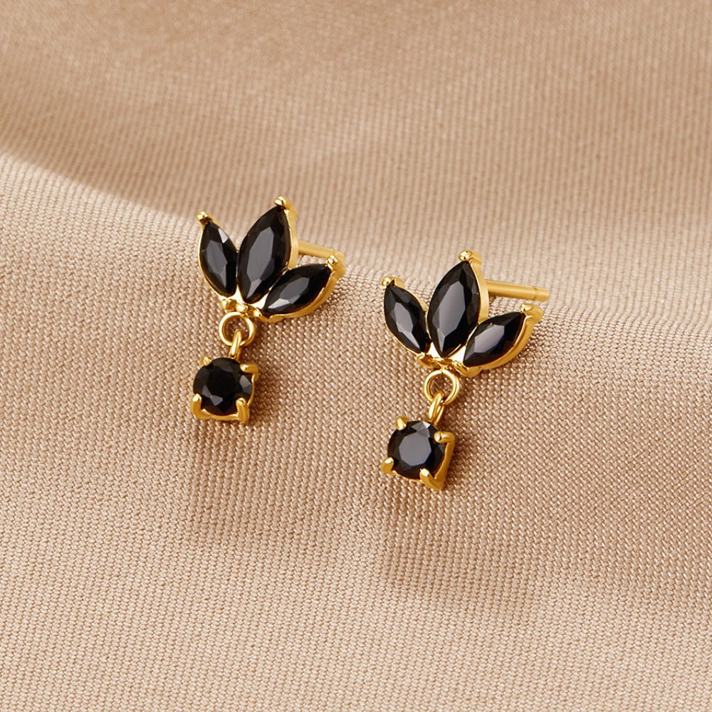 Amara Black Crystal Bloom Earrings
