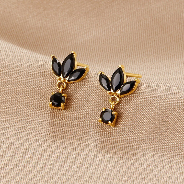 Amara Black Crystal Bloom Earrings