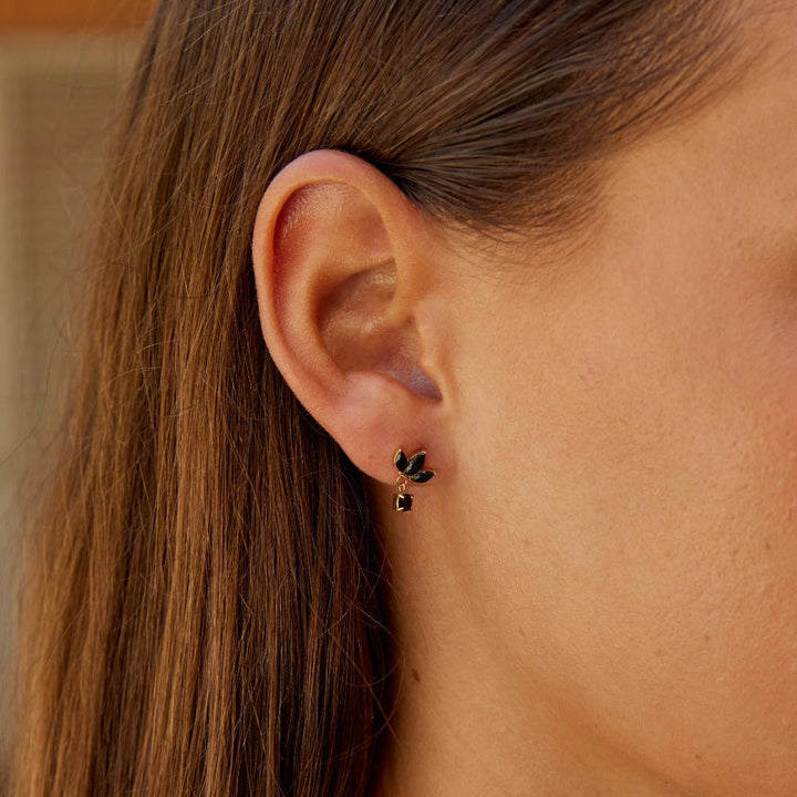 Amara Black Crystal Bloom Earrings