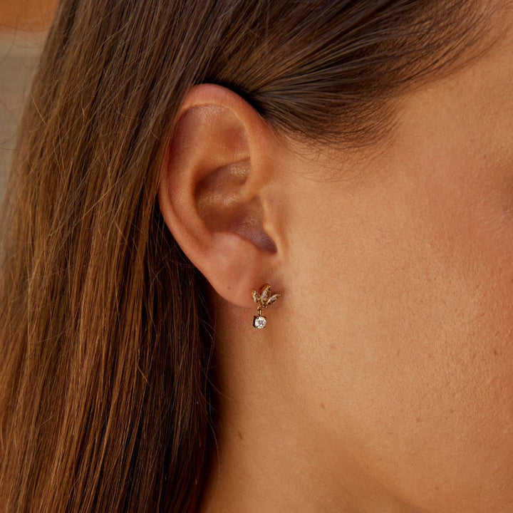 Amara White Crystal Bloom Earrings