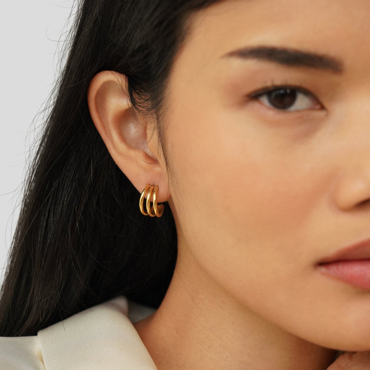 Anaya Triple Gold Hoop Earrings