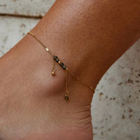 Arizona Green Bead Tassel Anklet