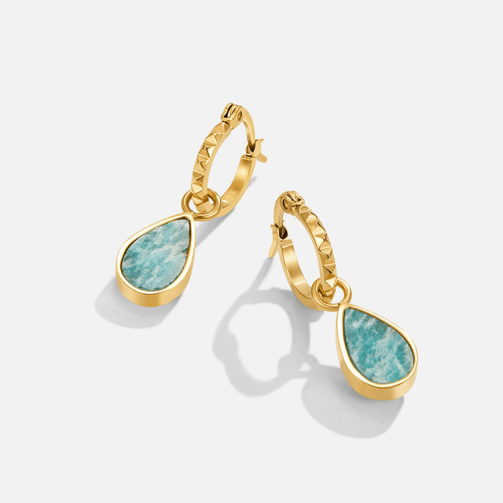 Astoria Green Stone Hoop Earrings