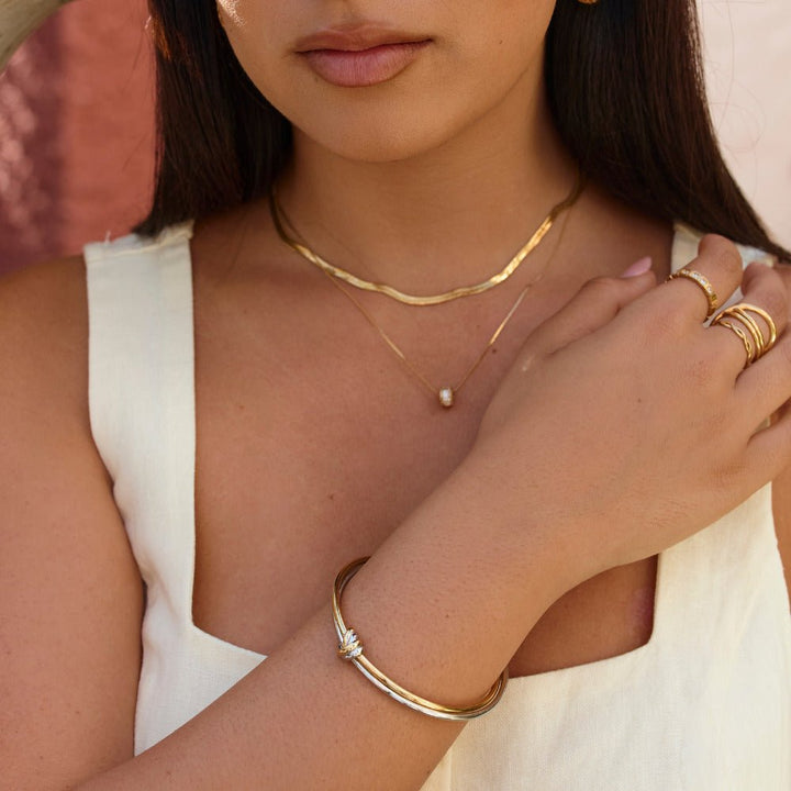 Ava Two-Toned Twisted Bangle