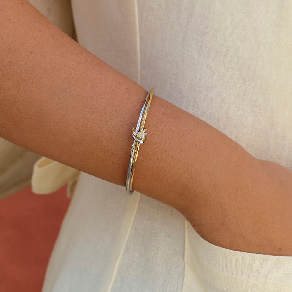 Ava Two-Toned Twisted Bangle
