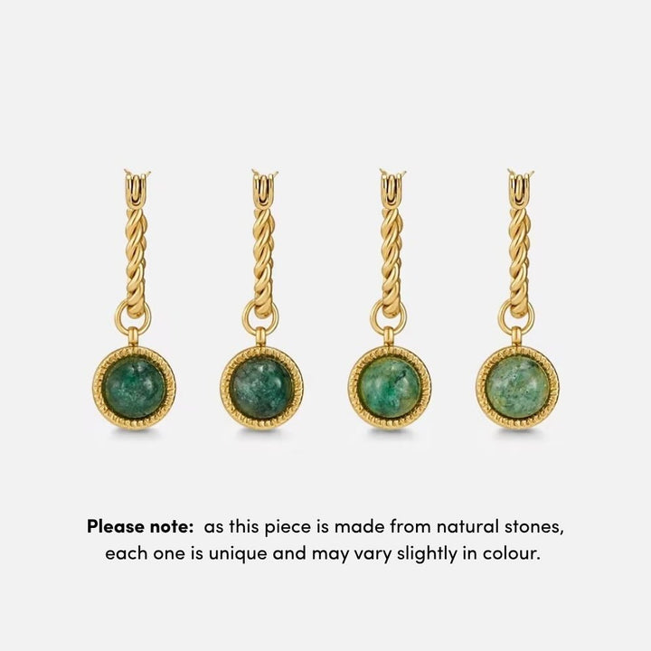 Aventurine Twisted Hoop Earrings