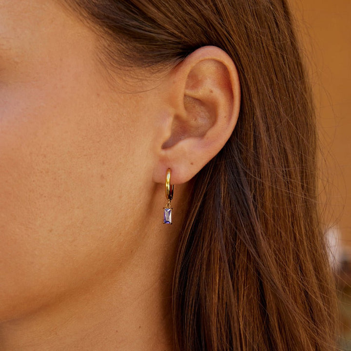 Avery Purple Crystal Drop Earrings
