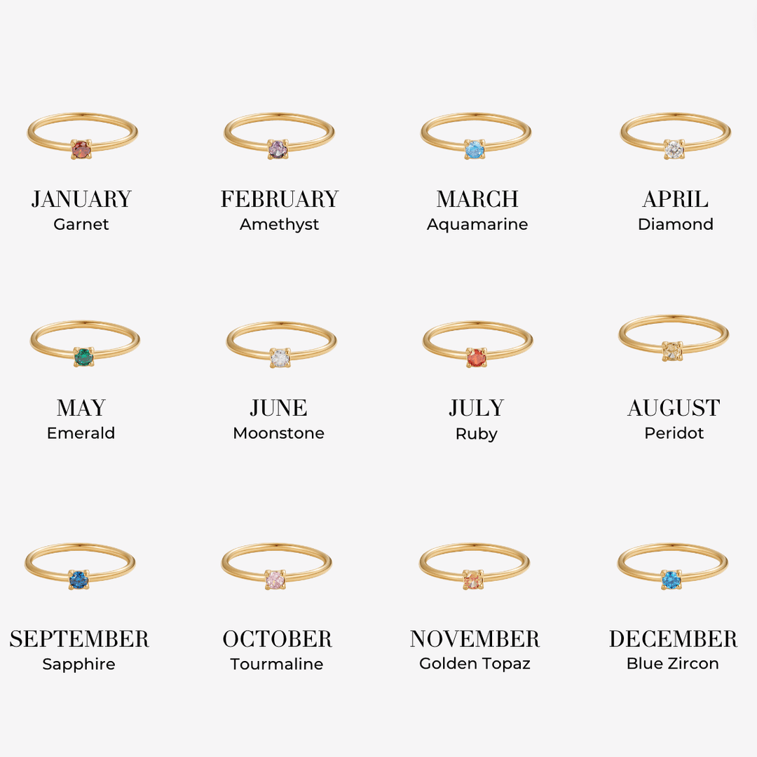 Birthstone 18K Gold Rings