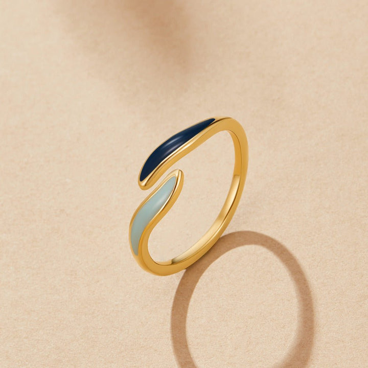 Blue Ocean Waves Wrap Ring