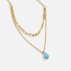 Blue Opal Teardrop Layered Necklace 4