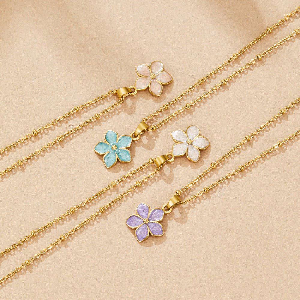 Blush Pink Sakura Bloom Gold Necklace