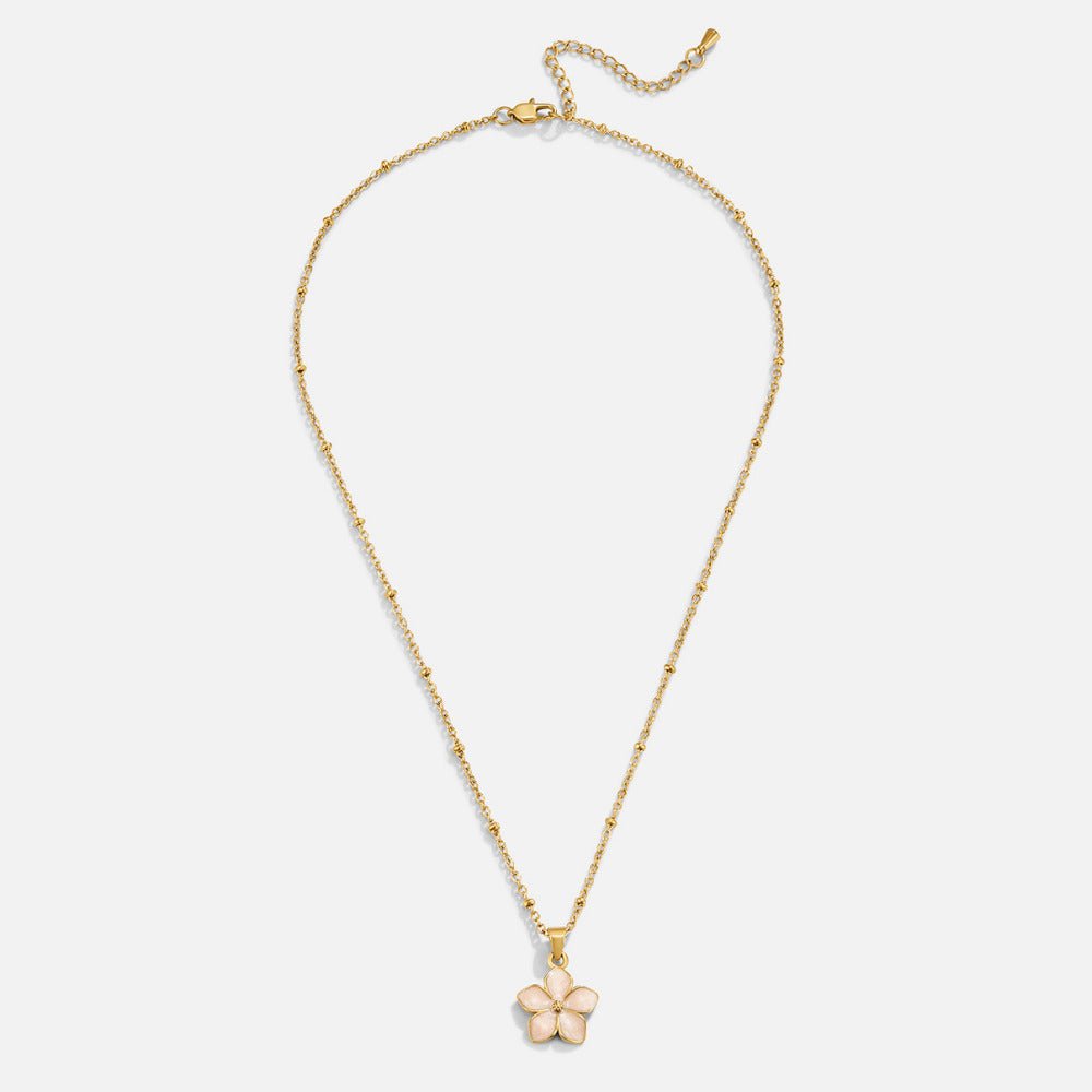 Blush Pink Sakura Bloom Gold Necklace