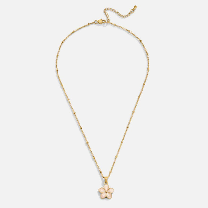 Blush Pink Sakura Bloom Gold Necklace