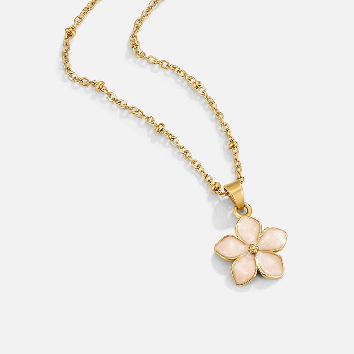 Blush Pink Sakura Bloom Gold Necklace