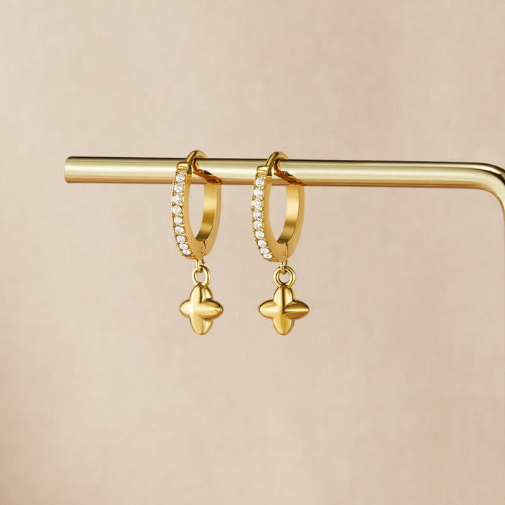 Bubble Petal Drop Hoop Earrings
