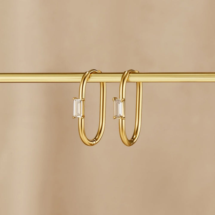 Crystal & Gold Diana Hoop Earrings