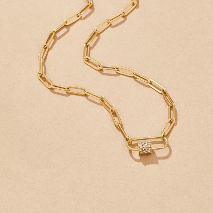 Crystal Paperclip Charm Necklace