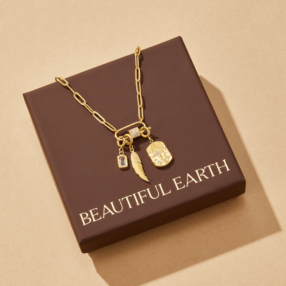 Crystal Paperclip Charm Necklace