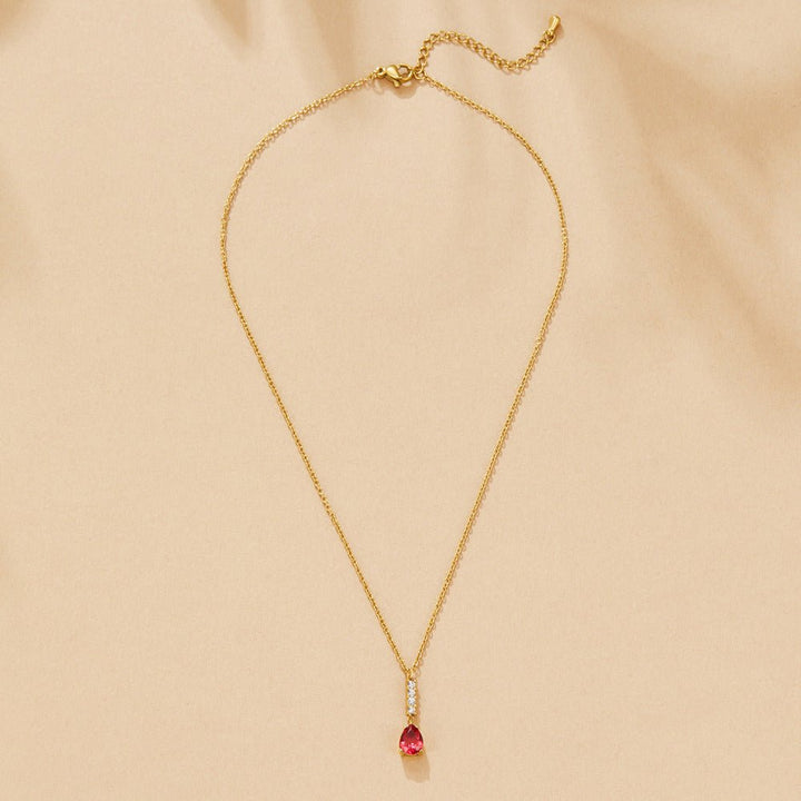 Crystal Ruby Teardrop Necklace