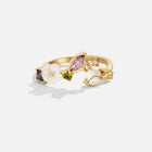 Crystal White Blossom Ring Gold 1