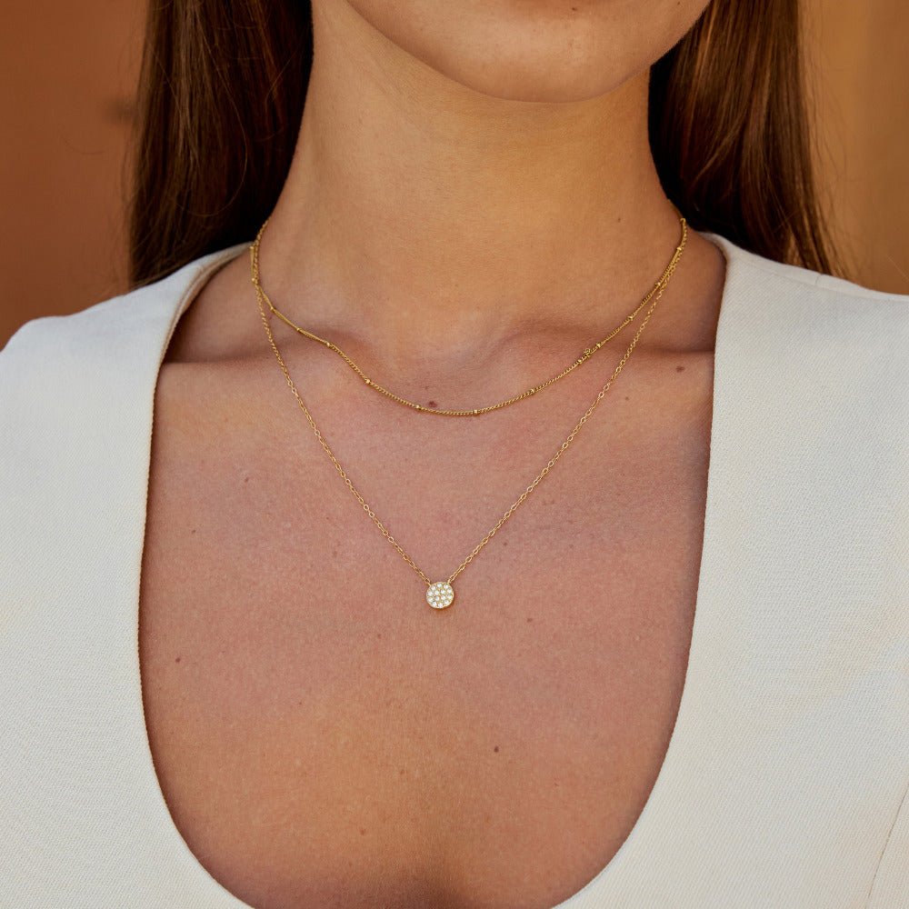 Elaine Crystal Disc Necklace