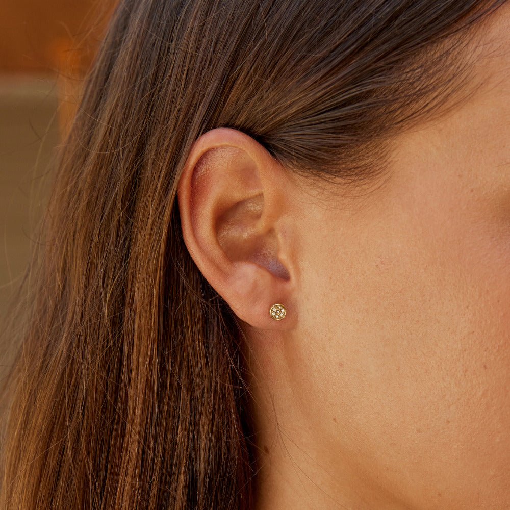 Elaine Crystal Disc Stud Earrings