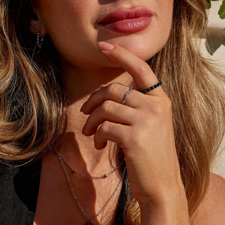 Emerald Beauty Silver Crystal Ring