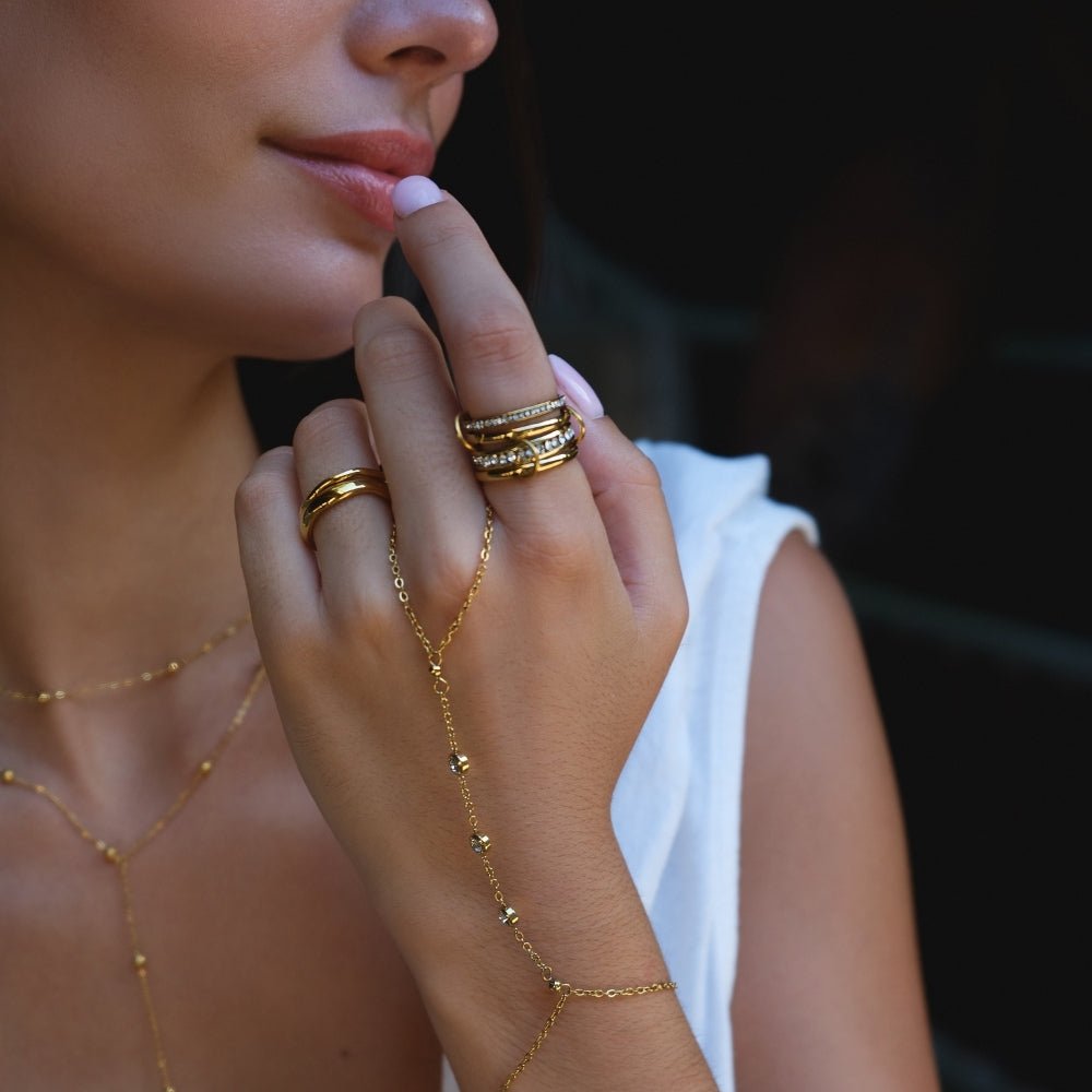 'Forever' Link Crystal & Gold Ring