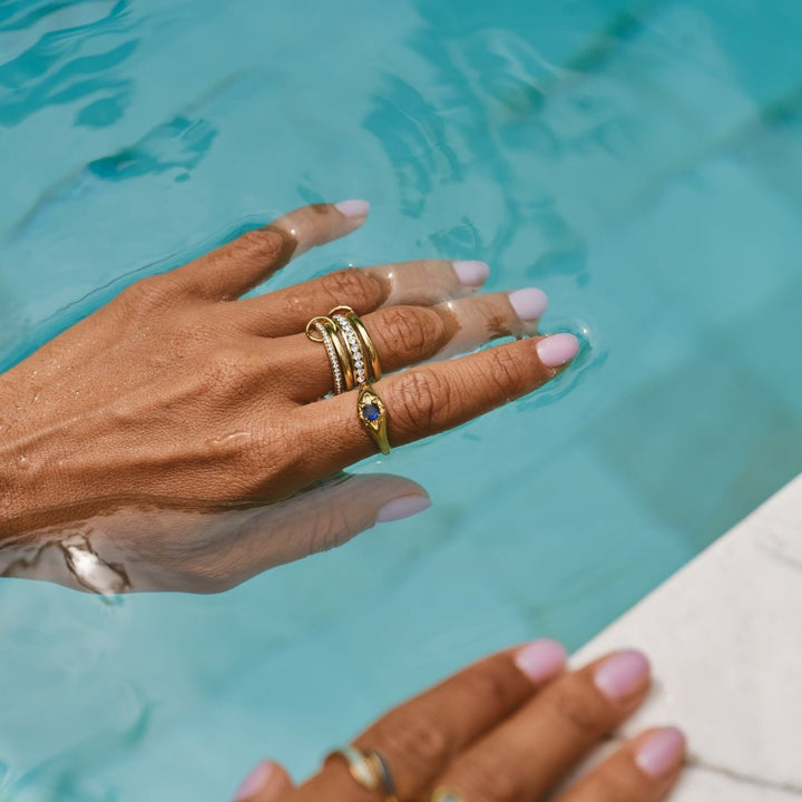 'Forever' Link Crystal & Gold Ring