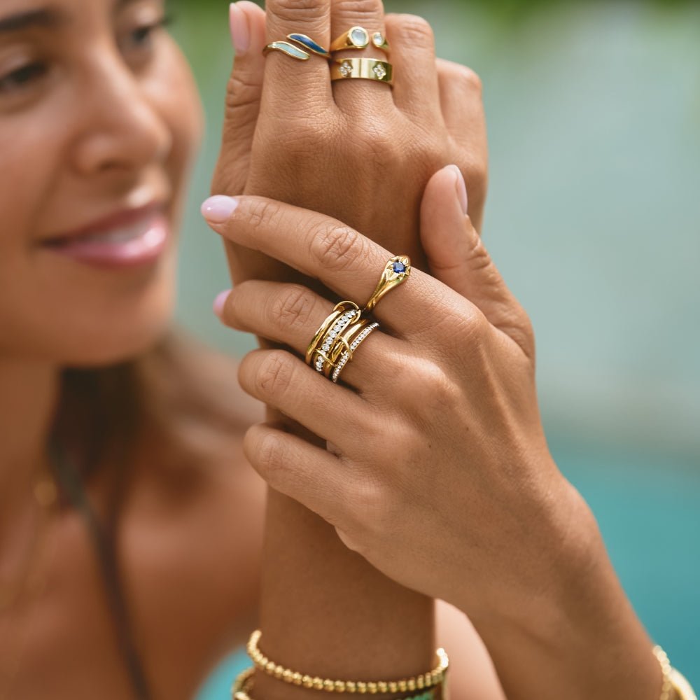 'Forever' Link Crystal & Gold Ring