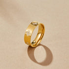 Gold Crystal Clover Band Ring 1