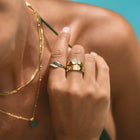 Gold Crystal Clover Band Ring 2
