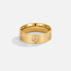 Gold Crystal Clover Band Ring 4