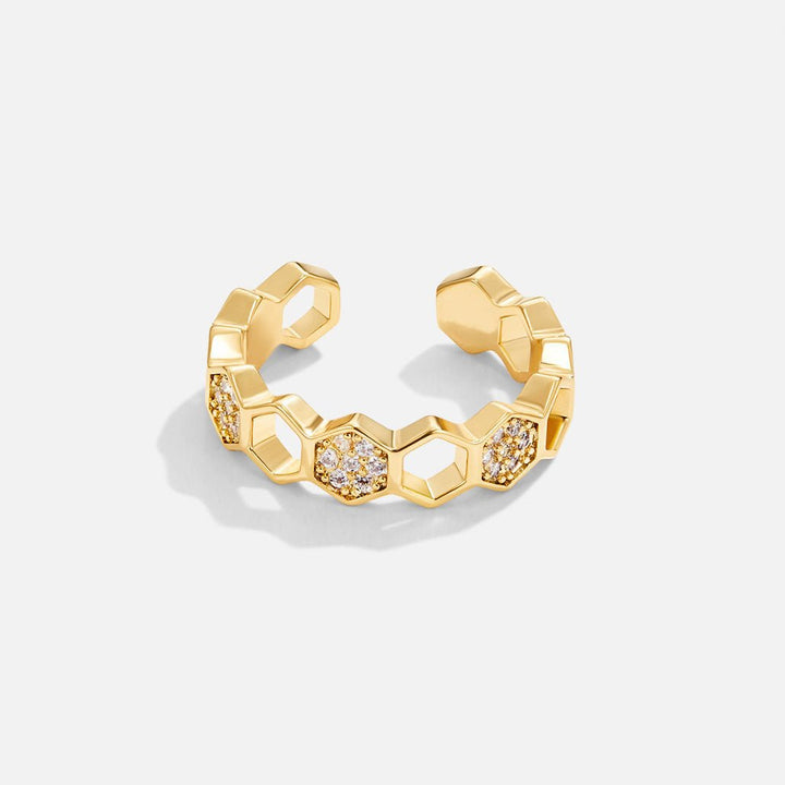 Gold & Crystal Honeycomb Ring