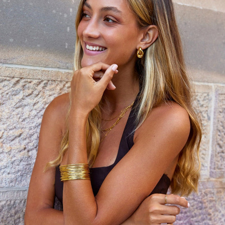 Gold Leona Wide Cuff Bangle